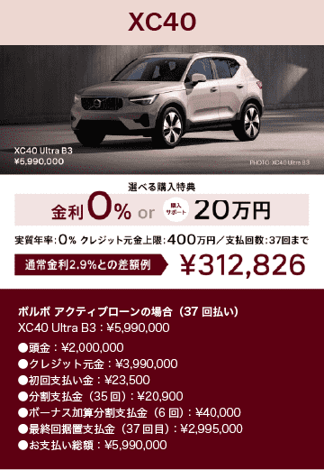 選べる購入特典の対象モデル｜XC40